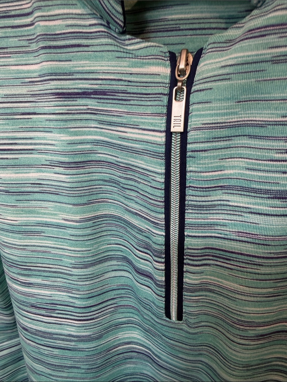Tail Mint Green and navy Striped Sleeveless Zip Golf Tank - Picture 3 of 4